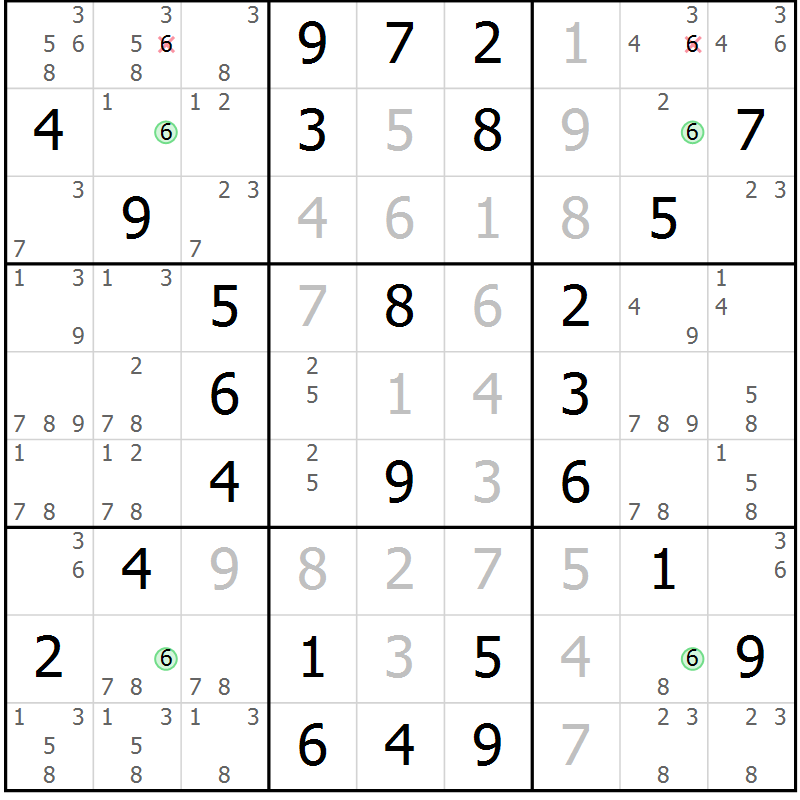 Position des candidats pour la solution de la Gr 64 page 67 du magazine de sudoku Virtuose n° 130