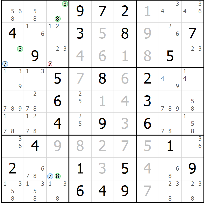 Position des candidats pour la solution de la Gr 64 page 67 du magazine de sudoku Virtuose n° 130