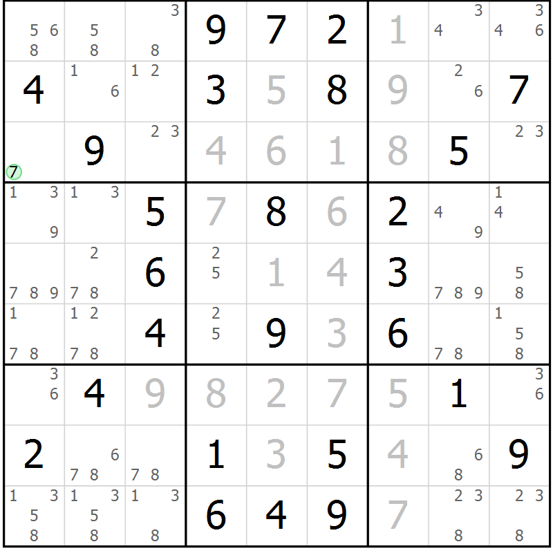 Position des candidats pour la solution de la Gr 64 page 67 du magazine de sudoku Virtuose n° 130