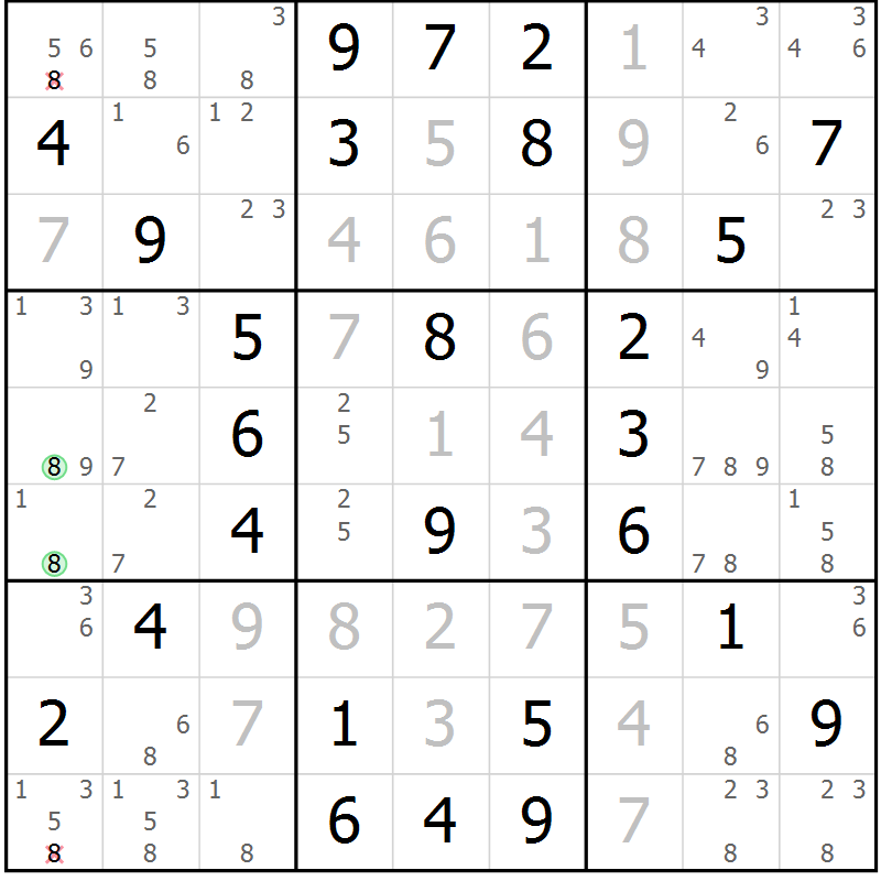 Position des candidats pour la solution de la Gr 64 page 67 du magazine de sudoku Virtuose n° 130