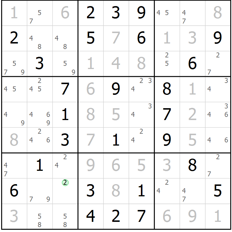 Position des candidats pour la solution de la Gr 65 page 68 du magazine de sudoku Virtuose n° 130