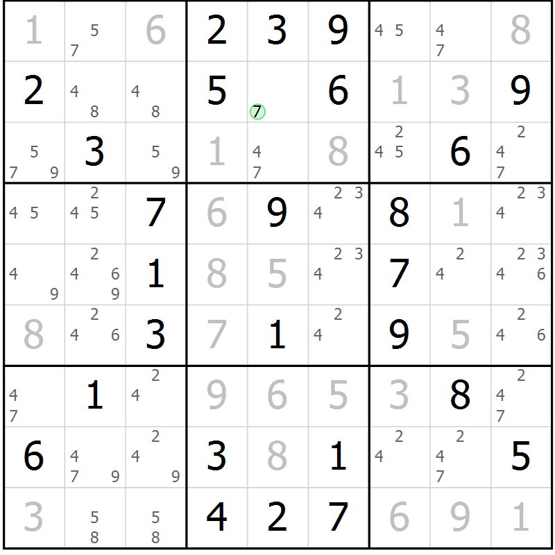Position des candidats pour la solution de la Gr 65 page 68 du magazine de sudoku Virtuose n° 130