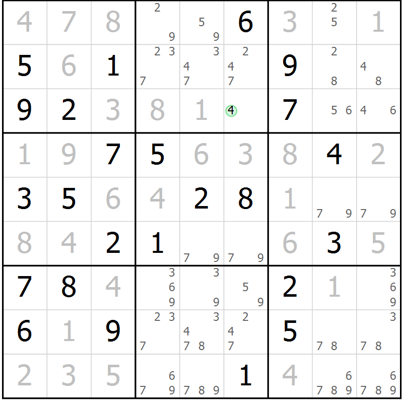Position des candidats pour la solution de la Gr 66 page 69 du magazine de sudoku Virtuose n° 130