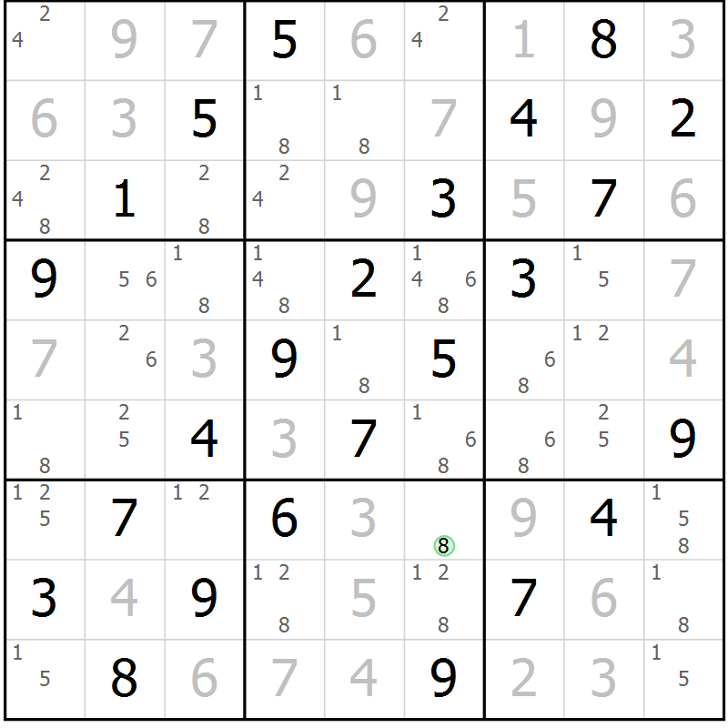 Position des candidats pour la solution de la Gr 67 page 70 du magazine de sudoku Virtuose n° 130