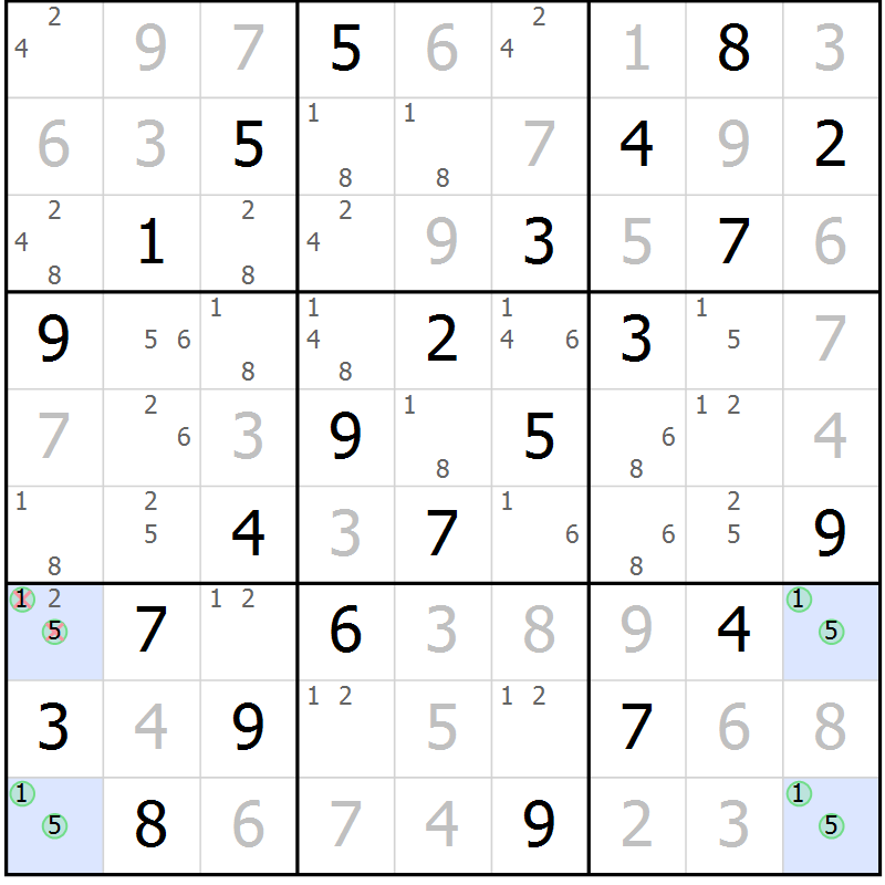 Position des candidats pour la solution de la Gr 67 page 70 du magazine de sudoku Virtuose n° 130