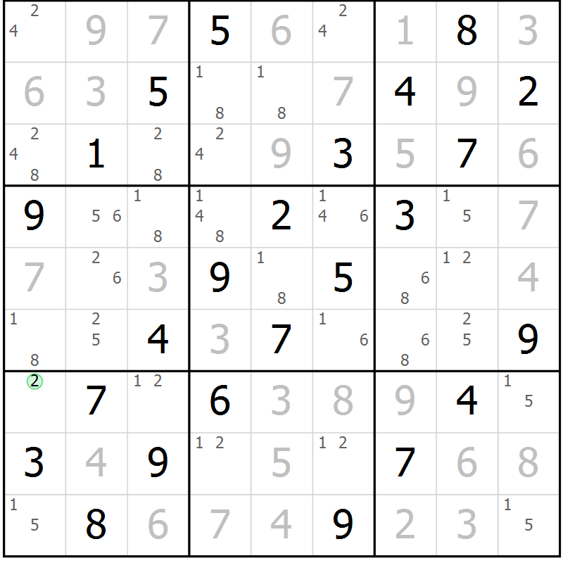 Position des candidats pour la solution de la Gr 67 page 70 du magazine de sudoku Virtuose n° 130