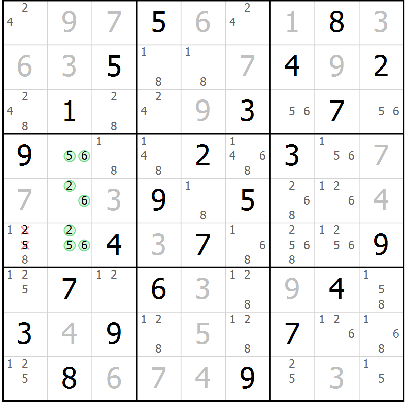 Position des candidats pour la solution de la Gr 67 page 70 du magazine de sudoku Virtuose n° 130