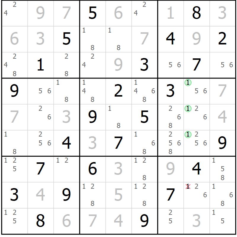 Position des candidats pour la solution de la Gr 67 page 70 du magazine de sudoku Virtuose n° 130