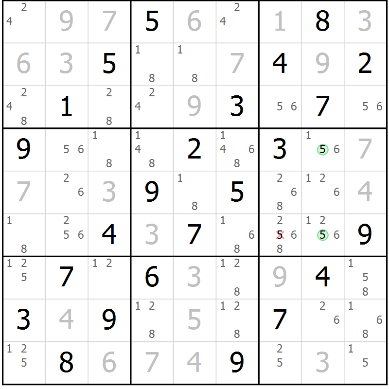 Position des candidats pour la solution de la Gr 67 page 70 du magazine de sudoku Virtuose n° 130