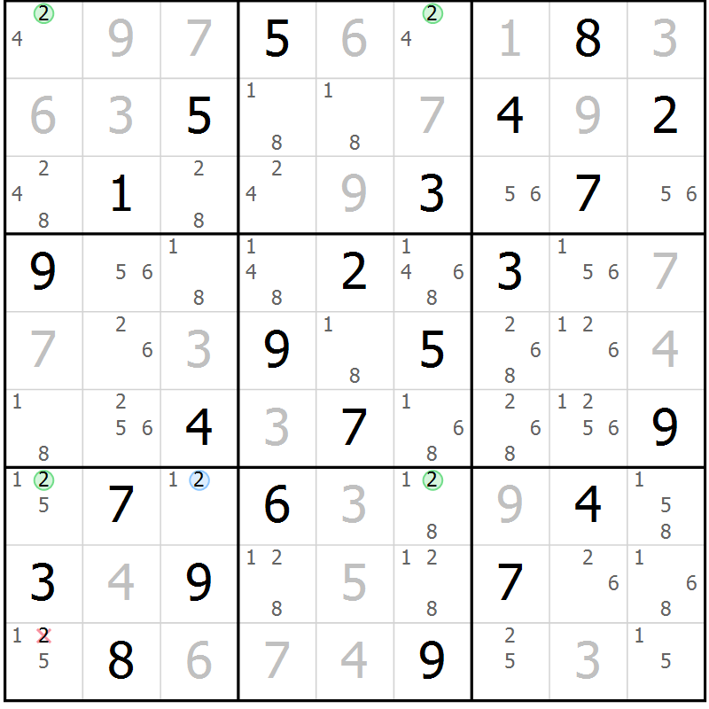 Position des candidats pour la solution de la Gr 67 page 70 du magazine de sudoku Virtuose n° 130