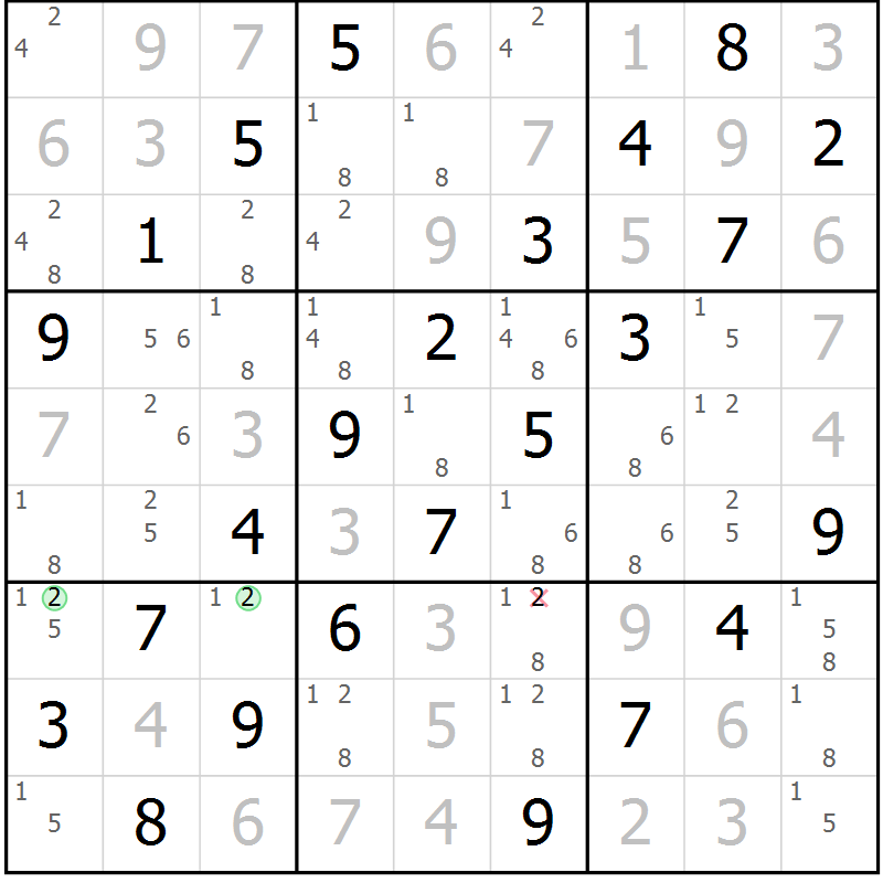 Position des candidats pour la solution de la Gr 67 page 70 du magazine de sudoku Virtuose n° 130