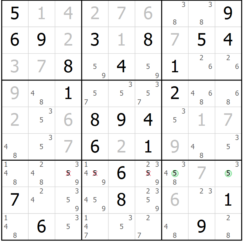 Position des candidats pour la solution de la Gr 68 page 71 du magazine de sudoku Virtuose n° 130