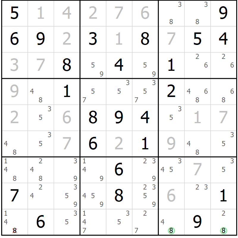 Position des candidats pour la solution de la Gr 68 page 71 du magazine de sudoku Virtuose n° 130