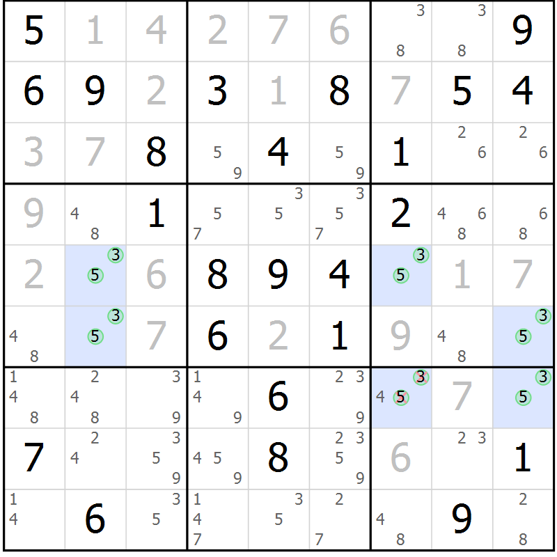 Position des candidats pour la solution de la Gr 68 page 71 du magazine de sudoku Virtuose n° 130