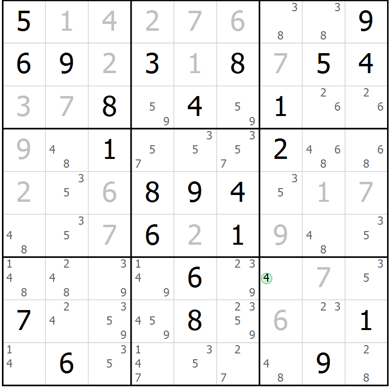 Position des candidats pour la solution de la Gr 68 page 71 du magazine de sudoku Virtuose n° 130