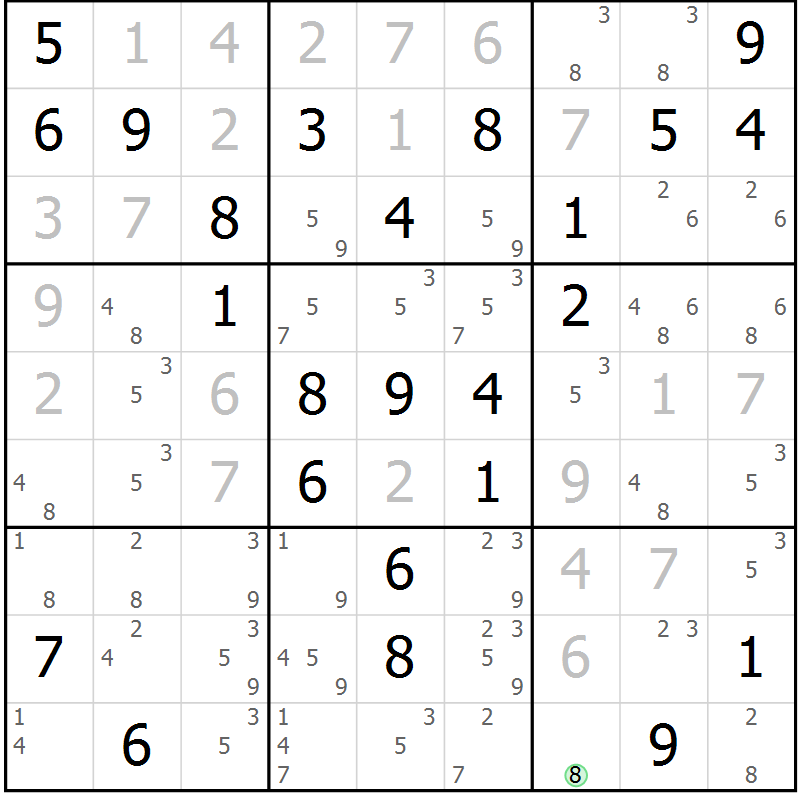 Position des candidats pour la solution de la Gr 68 page 71 du magazine de sudoku Virtuose n° 130