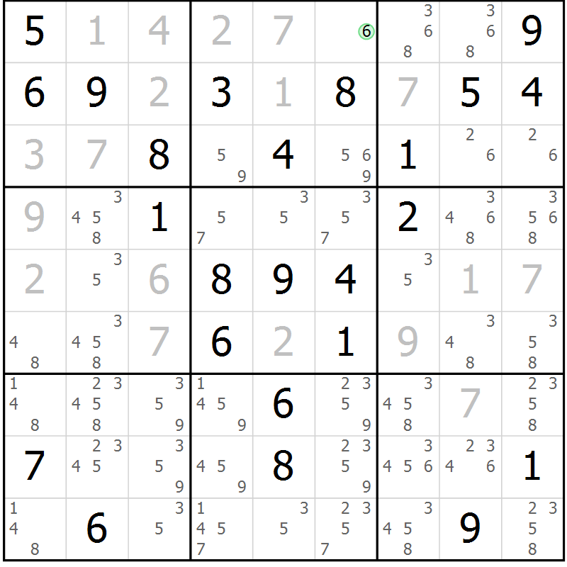 Position des candidats pour la solution de la Gr 68 page 71 du magazine de sudoku Virtuose n° 130