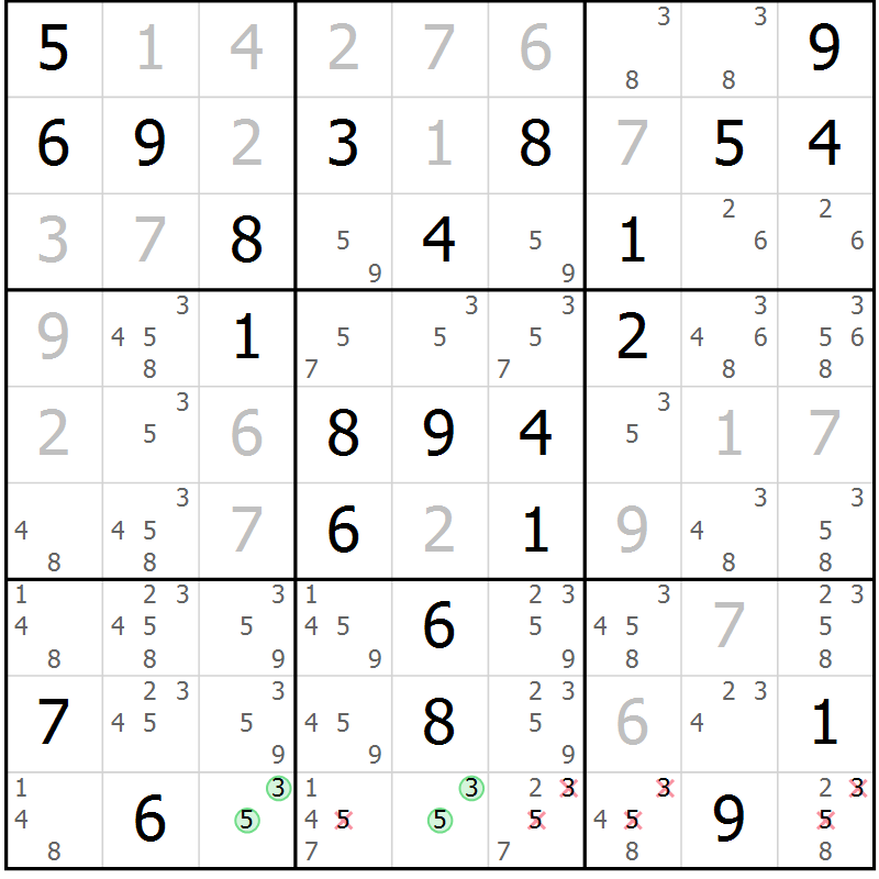 Position des candidats pour la solution de la Gr 68 page 71 du magazine de sudoku Virtuose n° 130