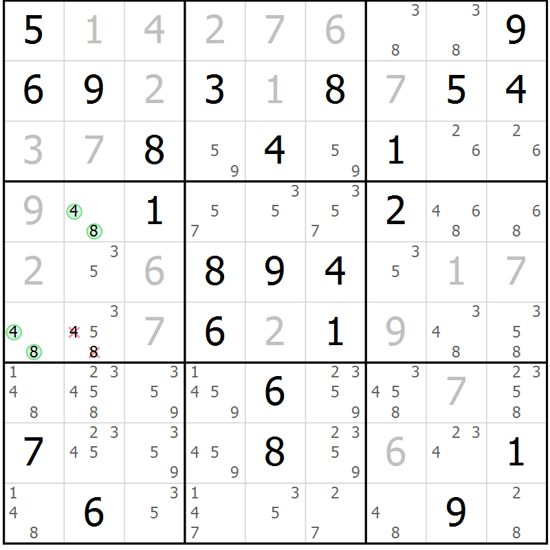 Position des candidats pour la solution de la Gr 68 page 71 du magazine de sudoku Virtuose n° 130