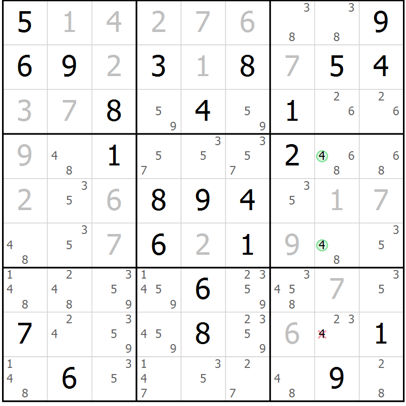 Position des candidats pour la solution de la Gr 68 page 71 du magazine de sudoku Virtuose n° 130