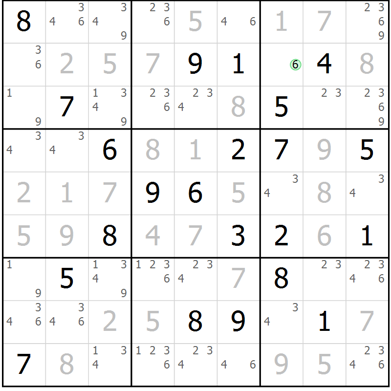 Position des candidats pour la solution de la Gr 7 page 10 du magazine de sudoku Virtuose n° 130