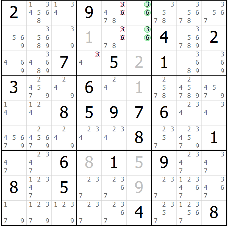 Position des candidats pour la solution de la Gr 70 page 73 du magazine de sudoku Virtuose n° 130