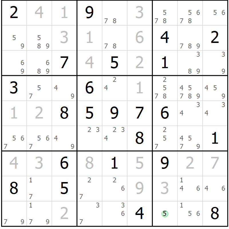 Position des candidats pour la solution de la Gr 70 page 73 du magazine de sudoku Virtuose n° 130