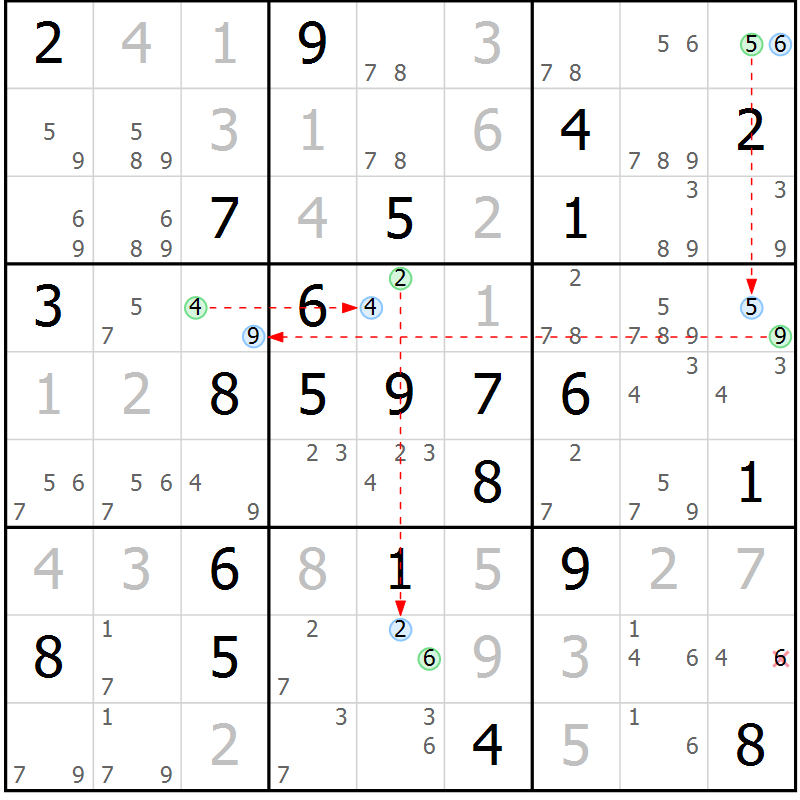 Position des candidats pour la solution de la Gr 70 page 73 du magazine de sudoku Virtuose n° 130