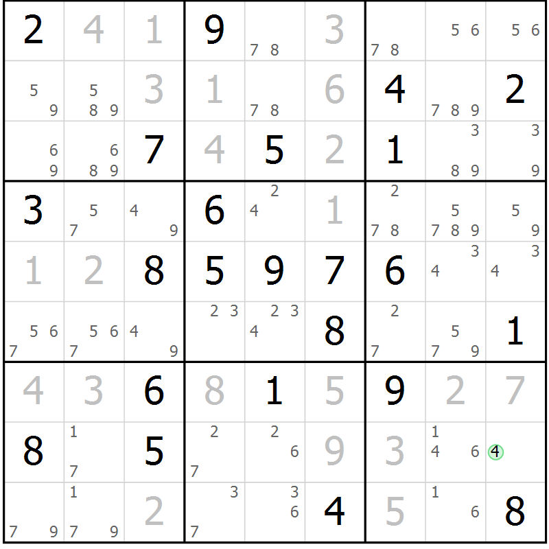 Position des candidats pour la solution de la Gr 70 page 73 du magazine de sudoku Virtuose n° 130