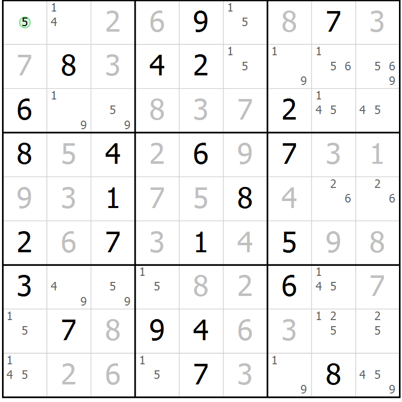 Position des candidats pour la solution de la Gr 71 page 74 du magazine de sudoku Virtuose n° 130