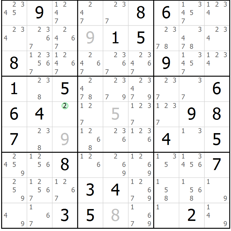 Position des candidats pour la solution de la Gr 73 page 76 du magazine de sudoku Virtuose n° 130