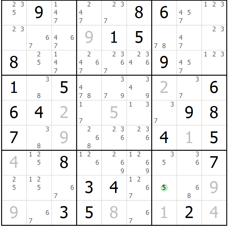 Position des candidats pour la solution de la Gr 73 page 76 du magazine de sudoku Virtuose n° 130