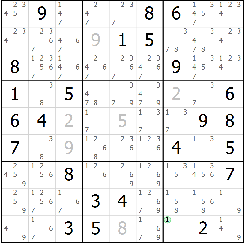 Position des candidats pour la solution de la Gr 73 page 76 du magazine de sudoku Virtuose n° 130