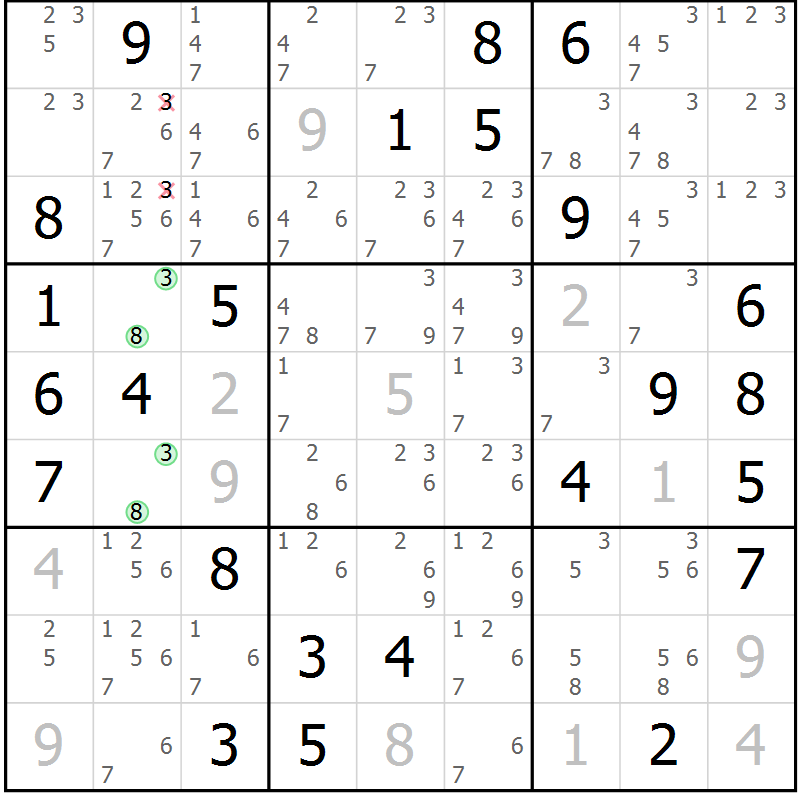 Position des candidats pour la solution de la Gr 73 page 76 du magazine de sudoku Virtuose n° 130