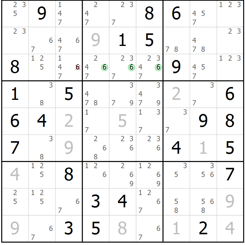 Position des candidats pour la solution de la Gr 73 page 76 du magazine de sudoku Virtuose n° 130