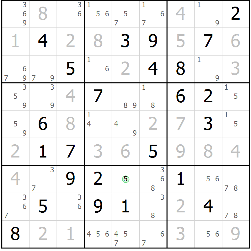 Position des candidats pour la solution de la Gr 75 page 78 du magazine de sudoku Virtuose n° 130
