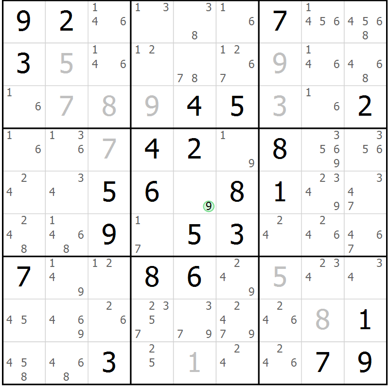 Position des candidats pour la solution de la Gr 77 page 80 du magazine de sudoku Virtuose n° 130