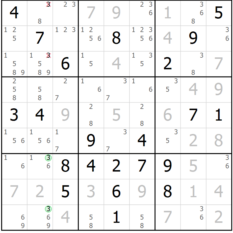 Position des candidats pour la solution de la Gr 8 page 11 du magazine de sudoku Virtuose n° 130