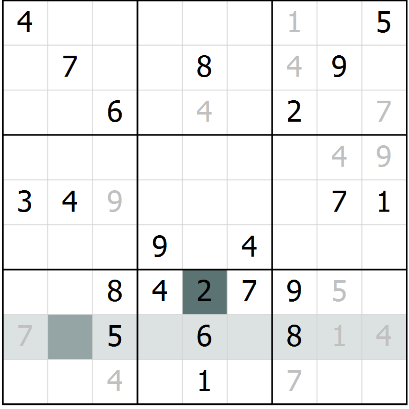Position des candidats pour la solution de la Gr 8 page 11 du magazine de sudoku Virtuose n° 130
