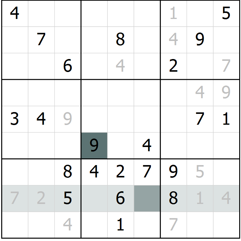 Position des candidats pour la solution de la Gr 8 page 11 du magazine de sudoku Virtuose n° 130