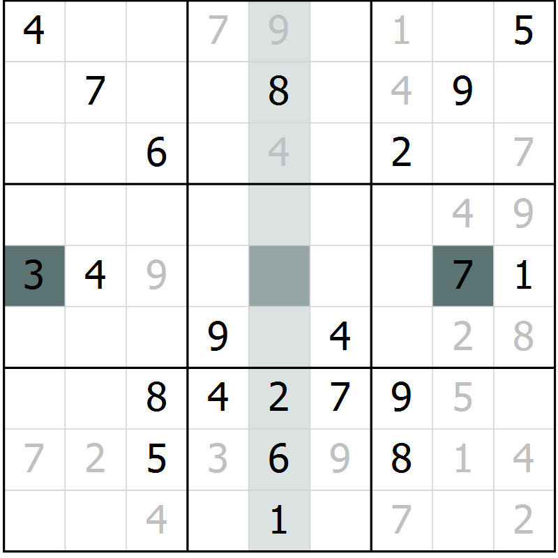 Position des candidats pour la solution de la Gr 8 page 11 du magazine de sudoku Virtuose n° 130