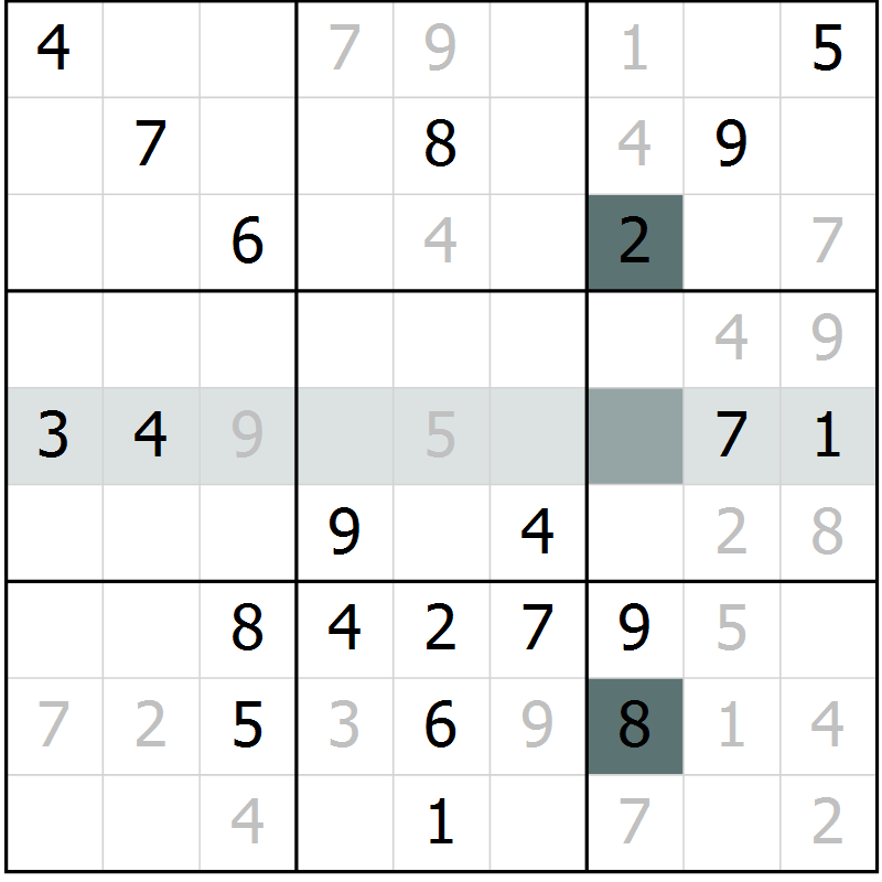 Position des candidats pour la solution de la Gr 8 page 11 du magazine de sudoku Virtuose n° 130