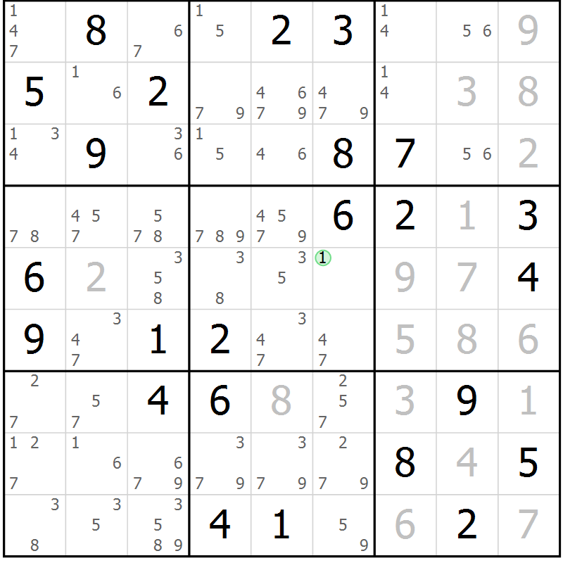 Position des candidats pour la solution de la Gr 80 page 83 du magazine de sudoku Virtuose n° 130
