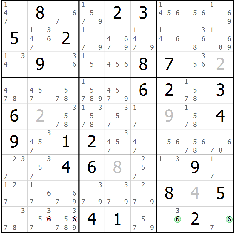 Position des candidats pour la solution de la Gr 80 page 83 du magazine de sudoku Virtuose n° 130