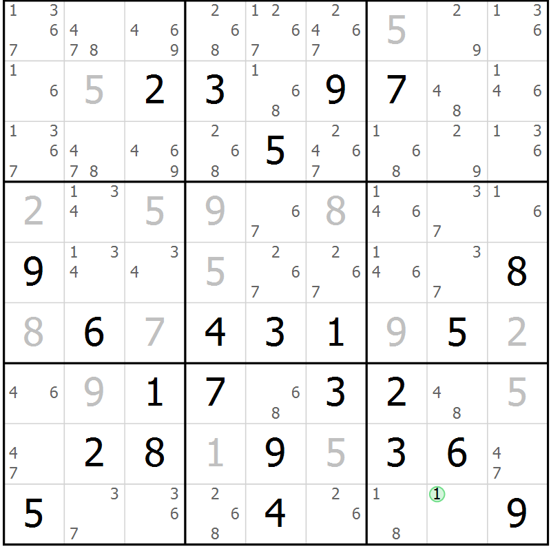 Position des candidats pour la solution de la Gr 83 page 86 du magazine de sudoku Virtuose n° 130