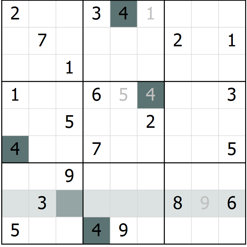 Position des candidats pour la solution de la Gr 9 page 12 du magazine de sudoku Virtuose n° 130