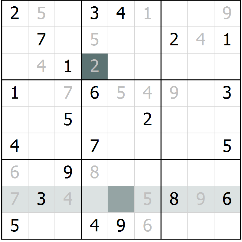 Position des candidats pour la solution de la Gr 9 page 12 du magazine de sudoku Virtuose n° 130
