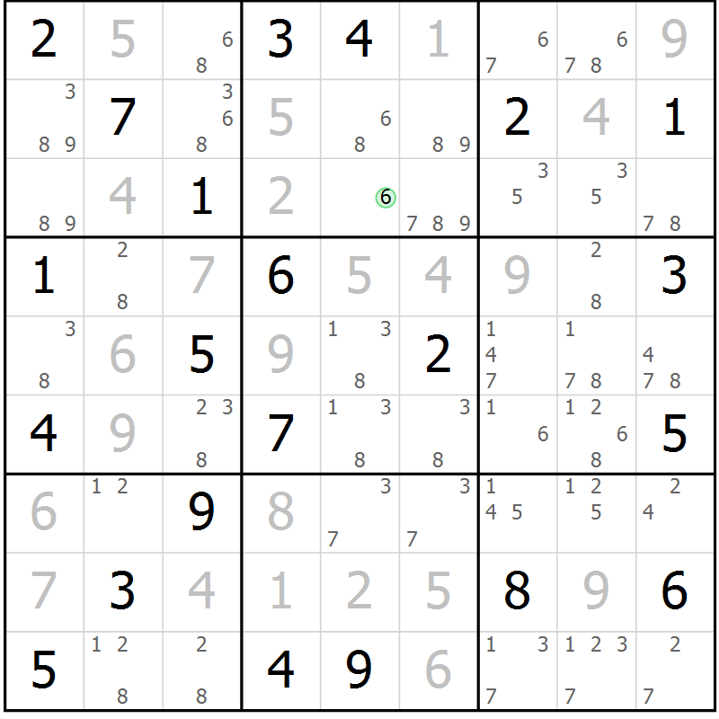 Position des candidats pour la solution de la Gr 9 page 12 du magazine de sudoku Virtuose n° 130