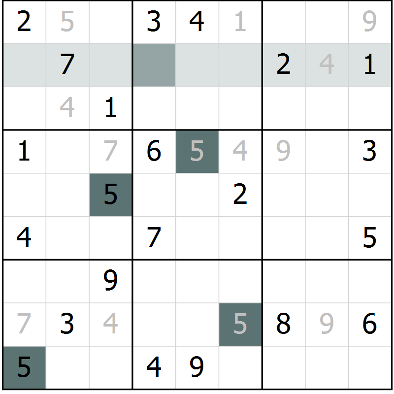 Position des candidats pour la solution de la Gr 9 page 12 du magazine de sudoku Virtuose n° 130