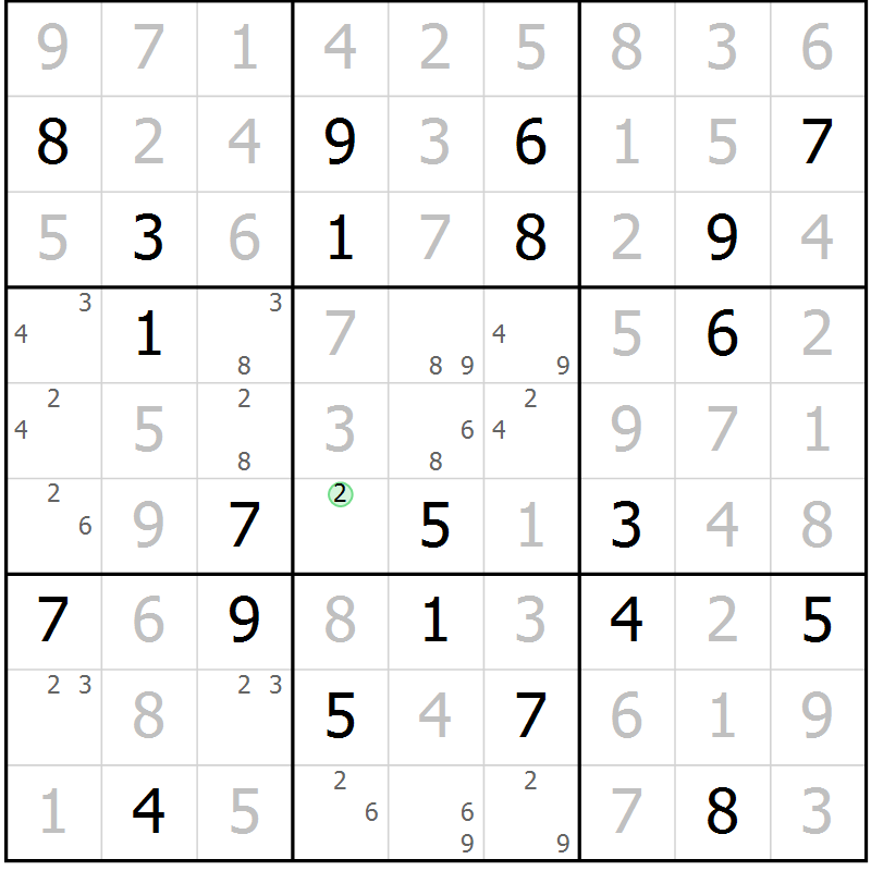 Position des candidats pour la solution de la Gr 108 page 111 du magazine de sudoku Giga sudoku niv 6-8 n° 016